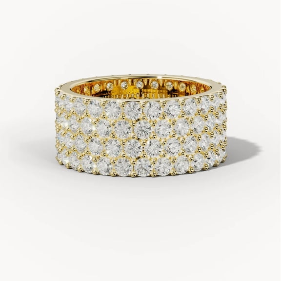 Zuwelria 2.00 Carat Round Cut Wonderful Moissanite Diamond Eternity Promise Band for Women | Wedding Ring for Women | 18K Yellow Gold Plated Silver Size 7