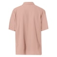 thumbnail image 6 of GiLiling Boys Button Down Shirt Cotton Short Sleeve Shirt Solid Summer Beach Shirt with Pocket (Pink, 9-10 Years), 6 of 8