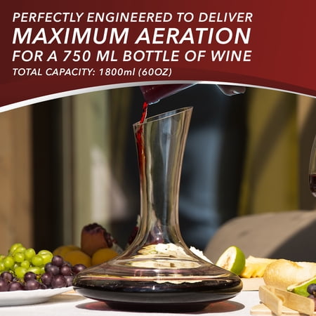 Le Chateau Wine Decanter - Hand Blown Lead Free Crystal Carafe (750ml) - Red Wine Aerator, Gifts