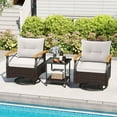 thumbnail image 1 of Costway 3 PCS Outdoor Swivel Chair Set with 2-Tier Tempered Glass Side Table Cushions, 1 of 10