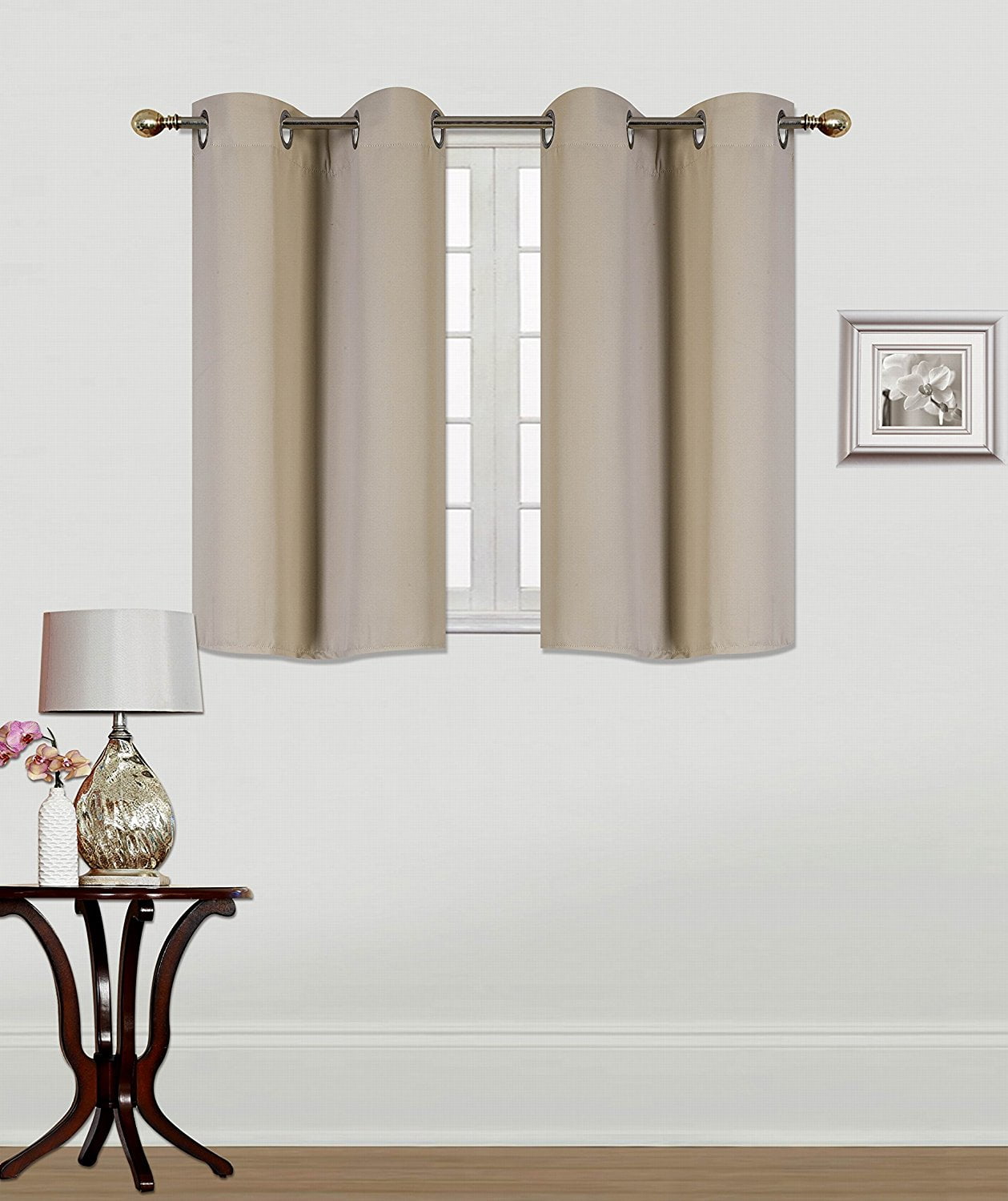 2Pcs Window Curtain Eyelets 100% Blackout Solid Curtain Drapes Thermal Insulated 