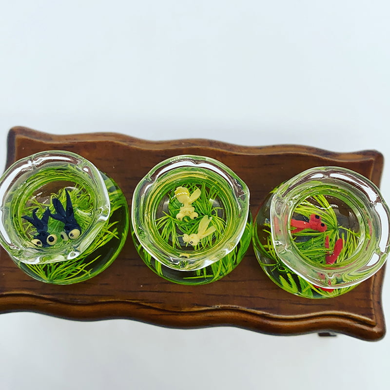 2pcs 1/12 Dollhouse Decoration Accessories Miniature Glass Empty Fish Tank Model