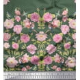 thumbnail image 2 of Soimoi Green Polyester Crepe Fabric Flowerpecker & Floral Panel Decor Fabric Printed BTY 42 Inch Wide, 2 of 5