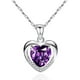 thumbnail image 1 of Chifeng Collar de mujer de plata de ley 925 con forma de corazón y cristal austriaco morado, regalo de Navidad, amor ER, 1 of 5