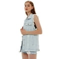 thumbnail image 3 of Womens Oversized Sleeveless Distressed Denim Vest Pockets Jean Jacket, Light Denim, Small, 3 of 5