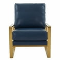 thumbnail image 3 of LeisureMod Jefferson Modern Leather Design Accent Armchair With Elegant Gold Frame Modern Living Room Armchair (Navy Blue), 3 of 7