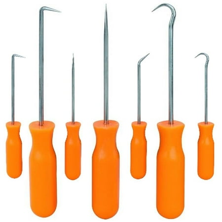 Along Power Puller 3 Hooks - 7 Piece Hook And Pick Set - Cotter Pin Puller - Straight, Angled, Hook Picks And Combination Picks, Ideal For Separating Wires, Removes Small Fuses, And 'O' Rings, Retrieving Washers – By Katzco ,