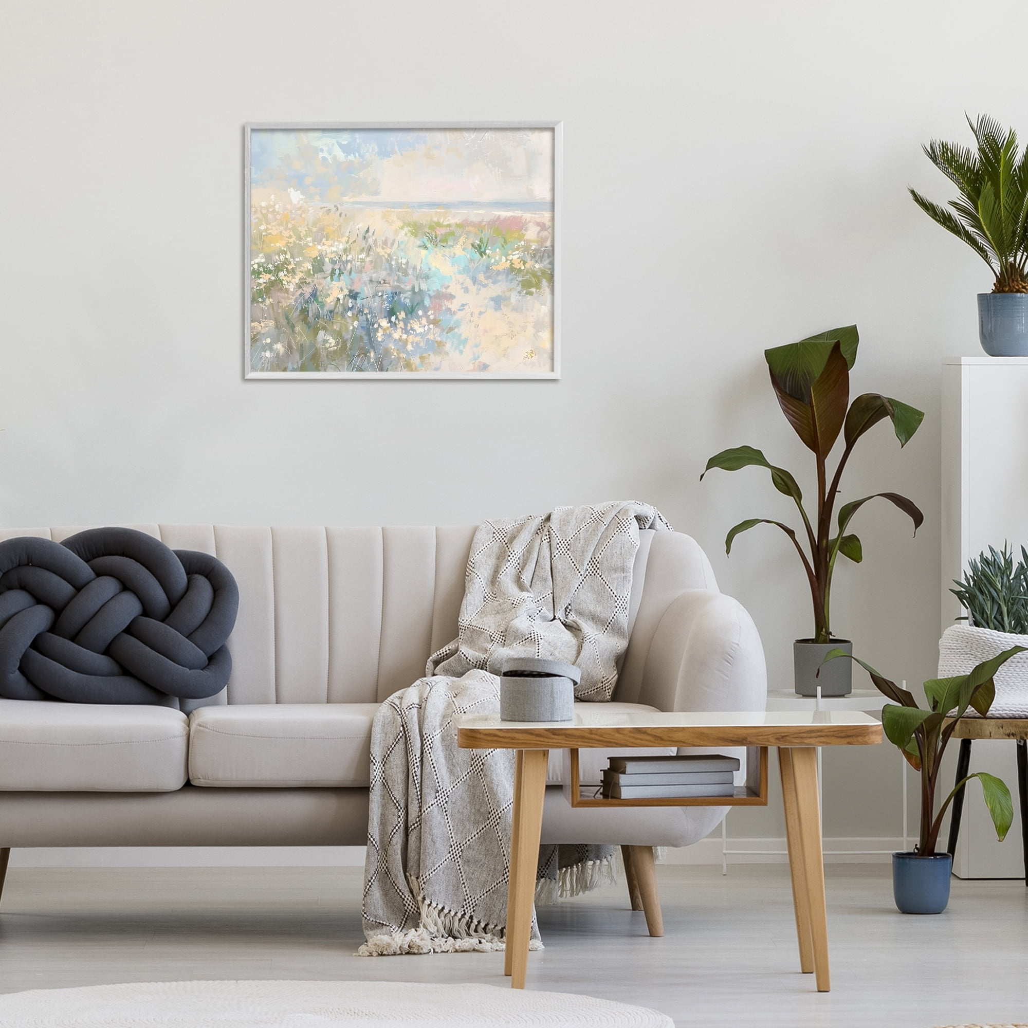 Stupell Industries Mottled Pastel Field Impression White Framed Giclee Art, design by Creative Studio