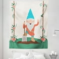 thumbnail image 1 of Gnome Tapestry, Funny Character in the Garden with Wooden Floral String Ornamental Design Print, Fabric Wall Hanging Decor for Bedroom Living Room Dorm, 5 Sizes, Coral Jade Green, by Ambesonne, 1 of 1