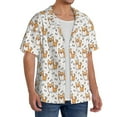 thumbnail image 4 of Balery Corgi with Hearts Men's Casual Button Down Shirt Short Sleeve Textured Summer Cuban Beach Shirts-Small, 4 of 7