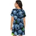 thumbnail image 3 of Hirioo Fresh Blueberries for Women’s Nightdress Comfortable Short Sleeve Nightwear Casual Sleep Dress, 3 of 8
