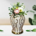thumbnail image 6 of Porcelain Ginger Jar Ceramic Vase Display Ornament Glaze Decorative Handicraft Temple Jars Flower Pot for Home Desktop Collection Farmhouse 21cmx21cmx37cm, 6 of 9