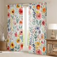 thumbnail image 2 of Homewish Colorful Flower Floral Curtains Pack of 2 (42x84 Each),Retro Rustic Plant Curtains Blackout,Green Yellow Pink Bedroom Curtains For Girl Kids,Breathable Home Decor, 2 of 6