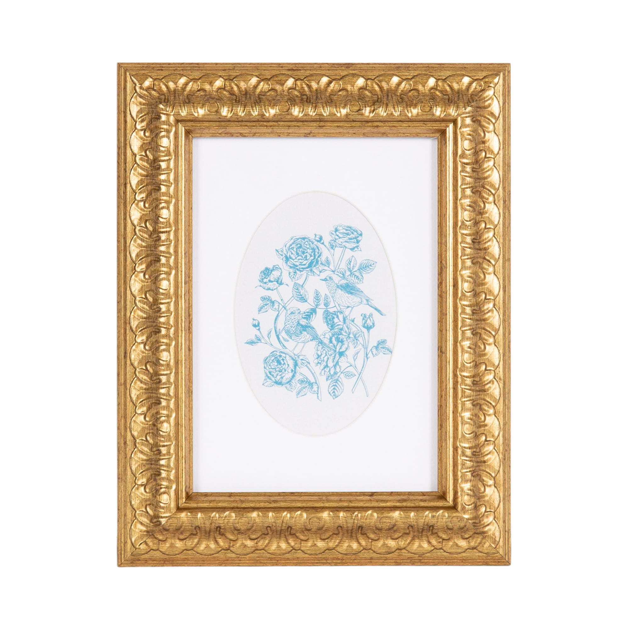 DesignOvation – 3.5x5 Picture Frame – Ornate Antique Gold Tabletop Photo Frame
