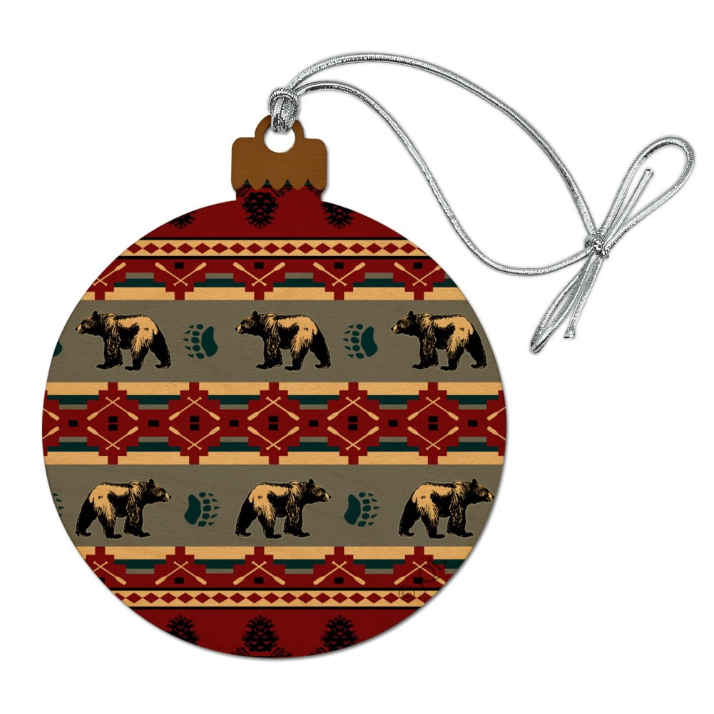 Southwestern Bear Paw Prints Hunting Camping Wood Christmas Tree ...