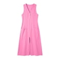 thumbnail image 5 of Vhkiploz Summer Long Linen Tank Dress For Women'S Sleeveless V-Neck Half-Button Front Split A-Line Dress With Buttons Solid Color Outwear Beach Tunic Dress With Pockets, 5 of 8