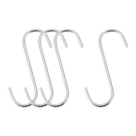 

Uxcell S Hanging Hooks 4inch/110mm Extra Long Carbon Steel Hanger Silver Tone 4Pack