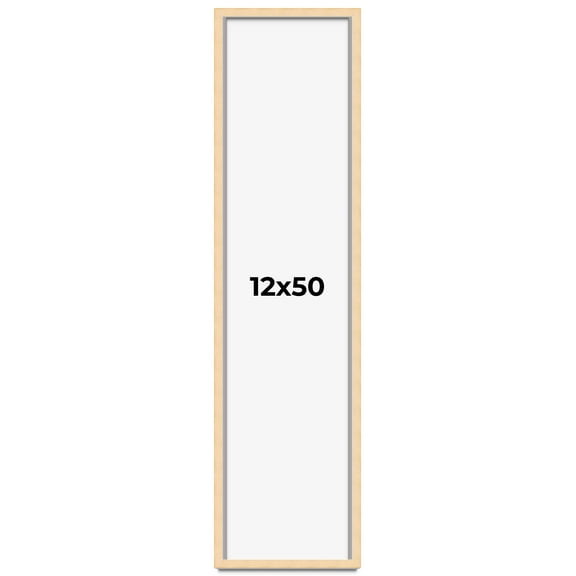 12x50 Frame Natural Wood Picture Frame | 0.75 Inch Moulding Width | with UV Acrylic Plexiglass,