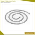 thumbnail image 2 of Infinique Creations - Stainless Steel Silver Miami Cuban Link Chain Bracelet Necklace Men Women 7"-38", 2 of 6