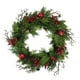 Northlight 24" Rustique Rouge Jingle Bell, Berry et Pomme de Pin Artificielle Couronne de Noël – image 1 sur 3