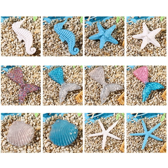 Dream Lifestyle Resin Starfish Ornaments Christmas Decorations Artificial Seashell Starfish Hippocampus Ocean Themed Hanging Ornaments for Christmas Tree Diy Craft Beach Wedding Party Decor 20pcs