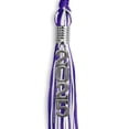 thumbnail image 2 of Endea Graduation Purple/White Mixed Color Graduation Tassel with Stacked Silver Date Drop, 2 of 6