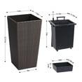 thumbnail image 2 of 22.5 Inch Tall Planter Set of 2 Large Rattan Flower Pot with 2 Trays & a Water Level Monitor & Wheels Outdoor and Indoor for Patio, Porch, Living Room, or Home Office, 2 of 7