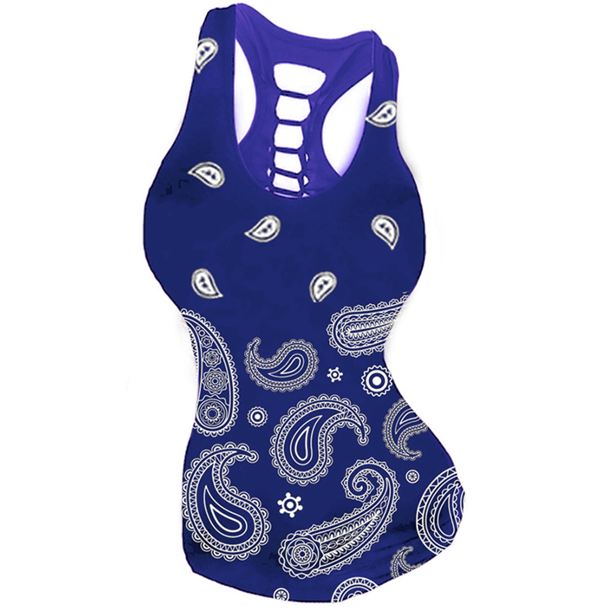 Yskkt Women S Fashion Printed Blouse Sleeveless Tank Tops Racerback Skeleton Vest Slim Tops Plus Size Walmart Com Walmart Com