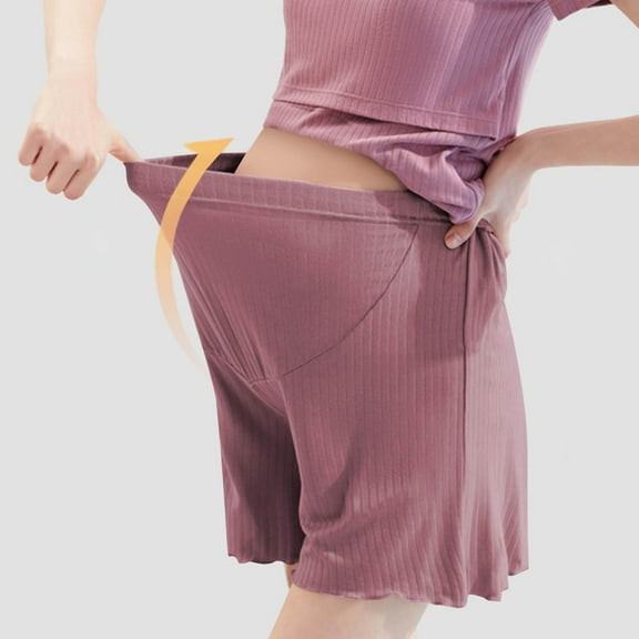Maternity Sleeping Shorts Adjustable Waist Summer Pregnancy Pajama Shorts Frilly Comfort Sleepwear Lounge Shorts Watermelon Red, 2XL