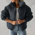 thumbnail image 3 of qolati Women's Quilted Puffer Jackets Lightweight Winter Warm Stand Collar Zip Up Jacket Long Sleeve Baggy Short Padded Down Coats, 3 of 6