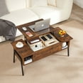 thumbnail image 5 of VECELO 42" Lift Top Coffee Table with Hidden Compartment and Storage Shelf, Wood Lift Tabletop for Home Living Room Bedroom, Office,Brown, 5 of 10