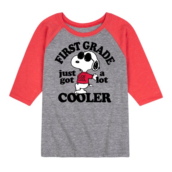 Peanuts - First Grade Just Got Cooler - Toddler And Youth Raglan Graphic T-Shirt