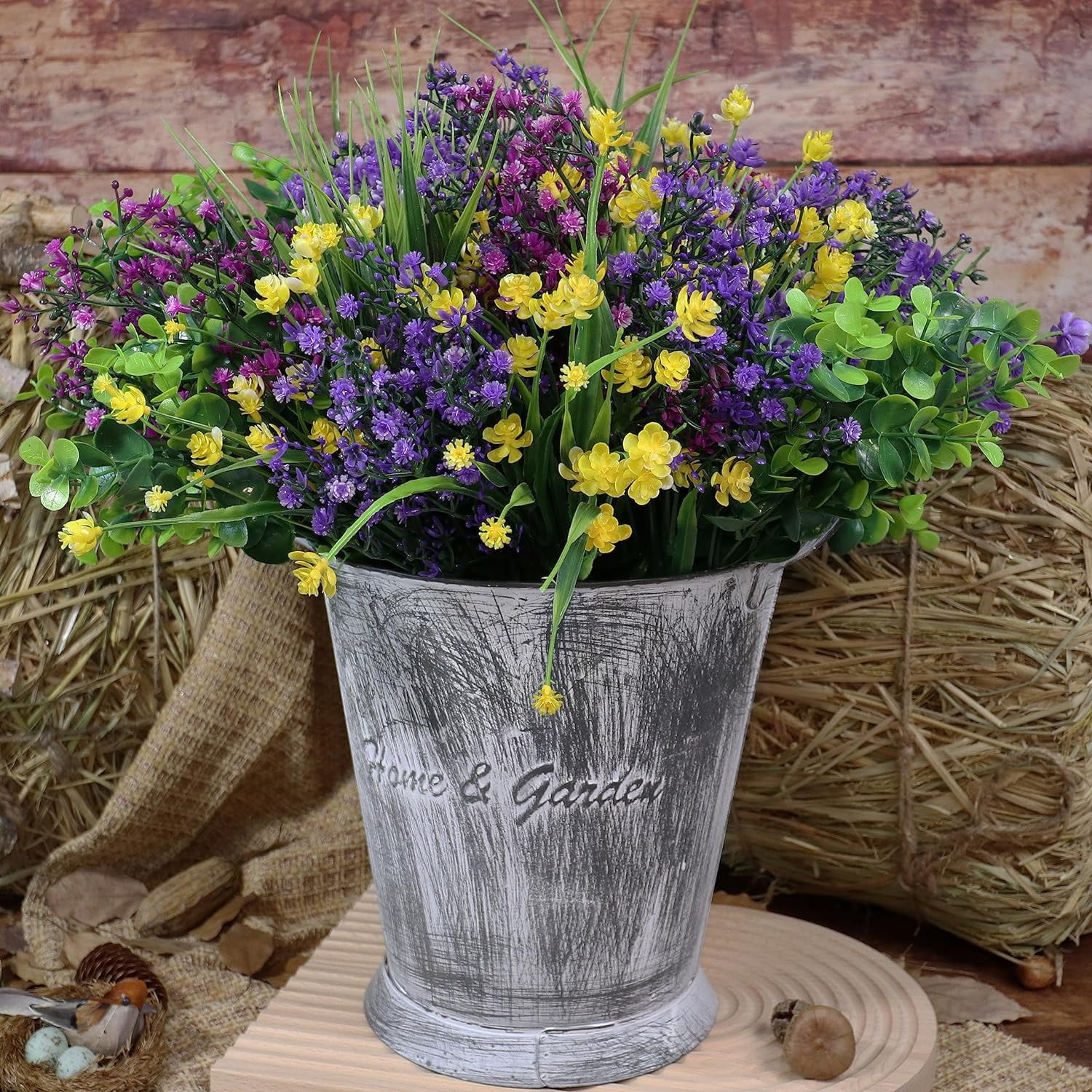 Artificial Fake Flowers, UV Resistant Faux Flowers Arrangement, Fake Plants Greenery Shrubs for Indoor Outdoors, Home Garden Patio, Porch, Hanging Planter, Window Box Farmhouse (12pcs Multi-color 3)