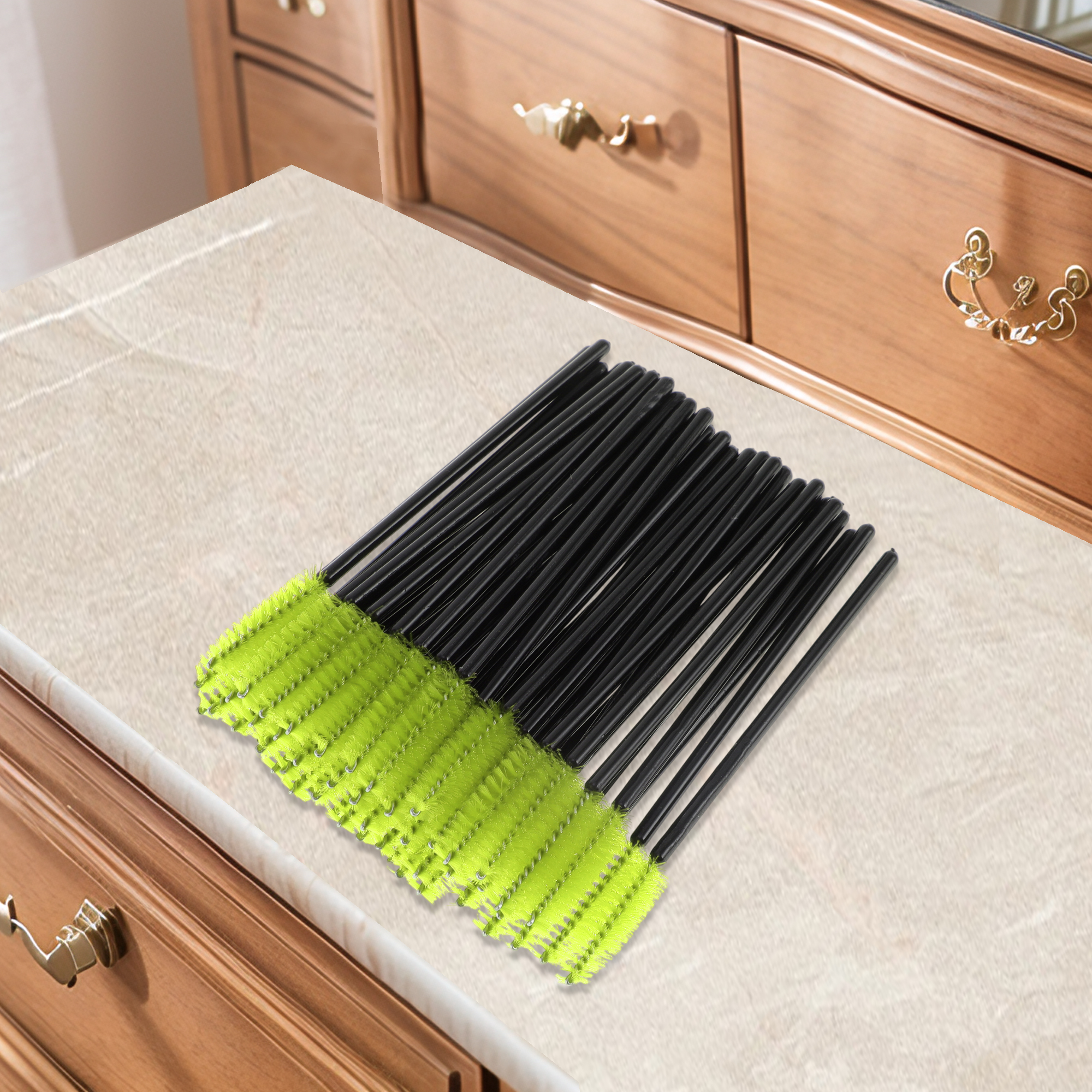 Unique Bargains Convenient Eyebrows Brushes for Travel 50 Pcs Black, Green