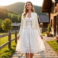 thumbnail image 5 of FASHOFT Cardigan For Women Oktoberfest Velvet Stand Collar Button Long Sleeve Coat Elegant Retro Fashion Outerwear Fall Cardigans For Women Beige L, 5 of 9
