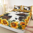 thumbnail image 3 of Manfei Rustic Flowers Sunflower Twin Sheet Sets,Farmhouse Cowhide Twin Fitted Sheet,Orange Brown White Flat Sheet For Boys Kids,Breathable Home Decor,3-Piece, 3 of 7