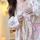thumbnail image 4 of Primavera otoño mujer estilo kimono ropa de dormir con cuello en V ropa de hogar patrón de flor de cerezo alta calidad camisón de moda para el hogar, 4 of 5