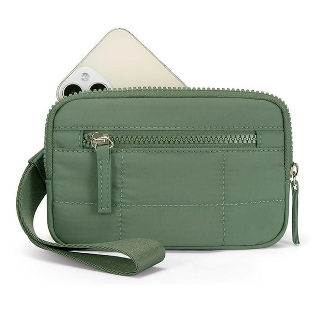 Mini Pleated Checkered Wristlet Purse, Transparent PVC Window Coin Pouch, Compact Handheld Money Clutch for Shopping Travel