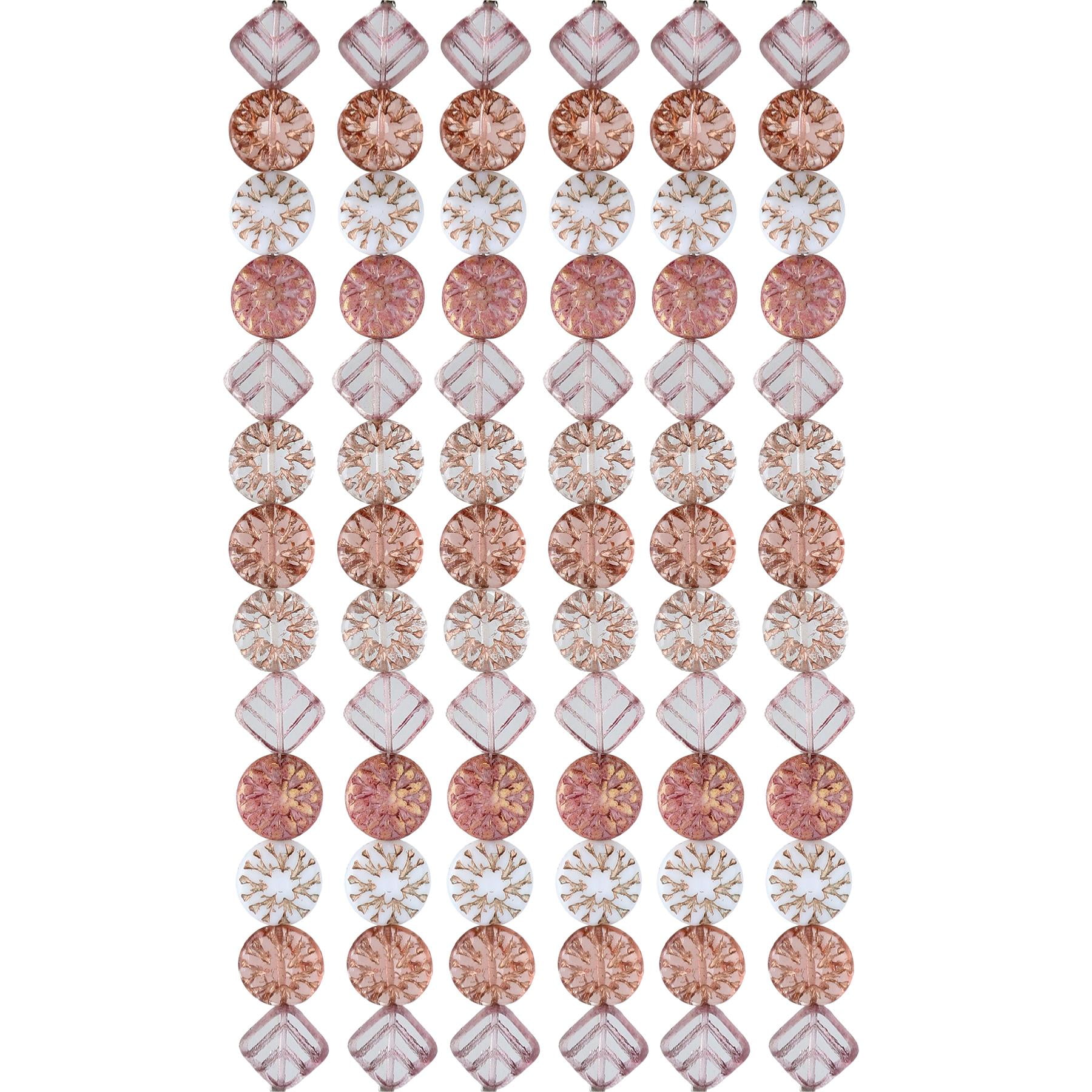 The Beadsmith Czech Glass Strands – High Quality, Pressed & Table Cut Beads – 6 x 7-Inch Strands, 13 Beads Per Strand – Pink Starburst Mix – For Jewelry Making, Decorations & DIY Crafts