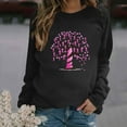 thumbnail image 2 of Jinhomg Womens Pink Breast Cancer Awareness Shirt Trendy Pink Ribbon Tree Pattern Sweatshirts Holiday Dressy Comfy Long Sleeve Round Neck Tops Black L, 2 of 5