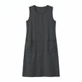 thumbnail image 4 of fheaev Women's Midi Dress Sleeveless Crew Neck Button Pocket Loose Casual Summer for Everyday Gray S, 4 of 7