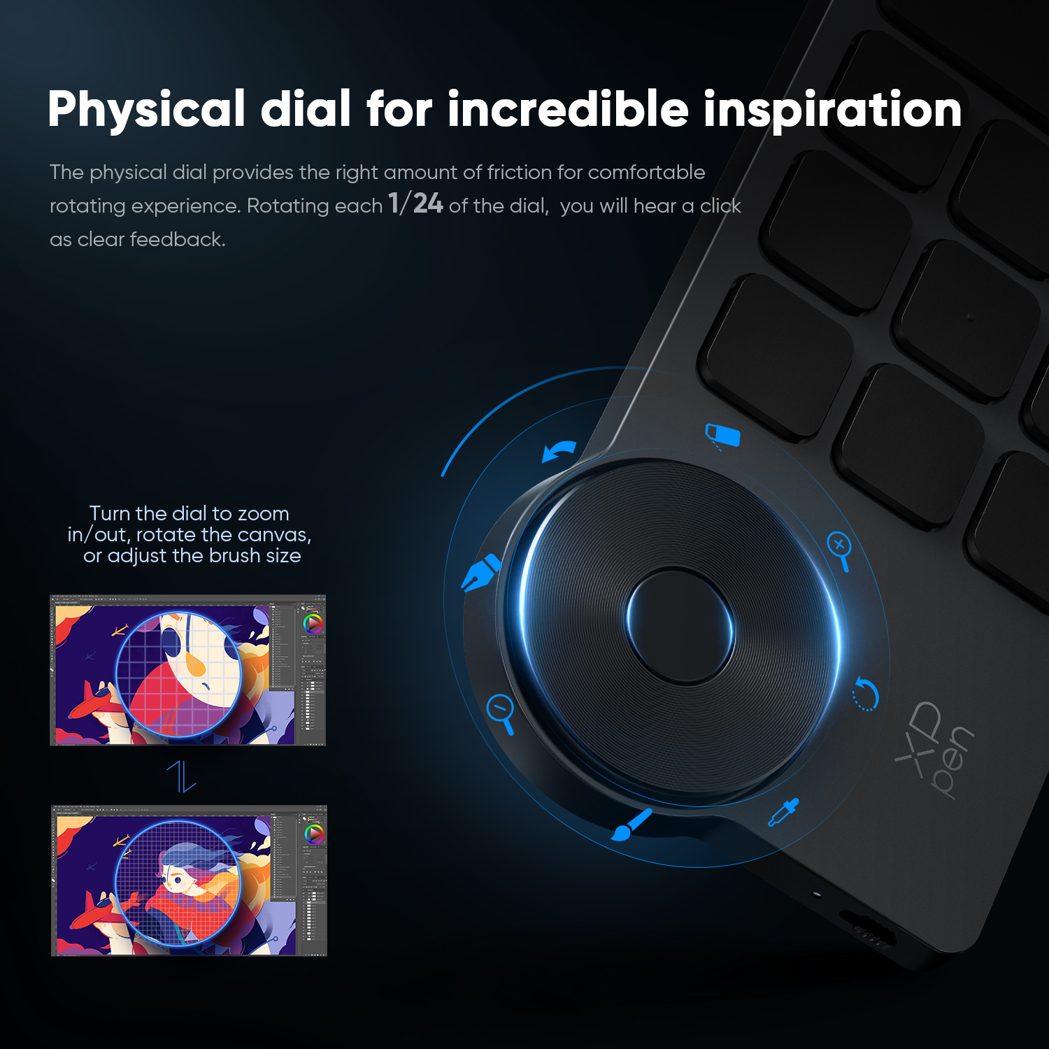 XPPen Wireless Shortcut Remote 300 hrs Battery Life Bluetooth Shortcut Keyboard Support internal storage of key settings