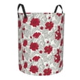 thumbnail image 2 of Daiia Leaves And Anemone Flowers In Red Grey Round Laundry Basket with Handles Thickened Waterproof Circular hamper,Dirty Clothes Storage Basket for Bedroom,Bathroom,College Dorm-Small, 2 of 8