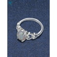 thumbnail image 4 of Deago Women's Opal Ring 925 Sterling Silver Opal Diamond Inlay Jewelry Engagement Ring Gifts Size 8, 4 of 5