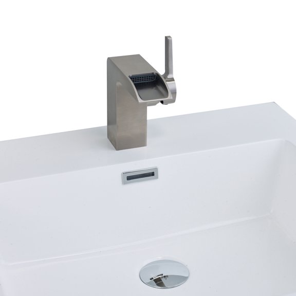 EVIVA Jaida C. Water-fall Single Handle (Lever) Bathroom Sink Faucet (Brushed Nickel)