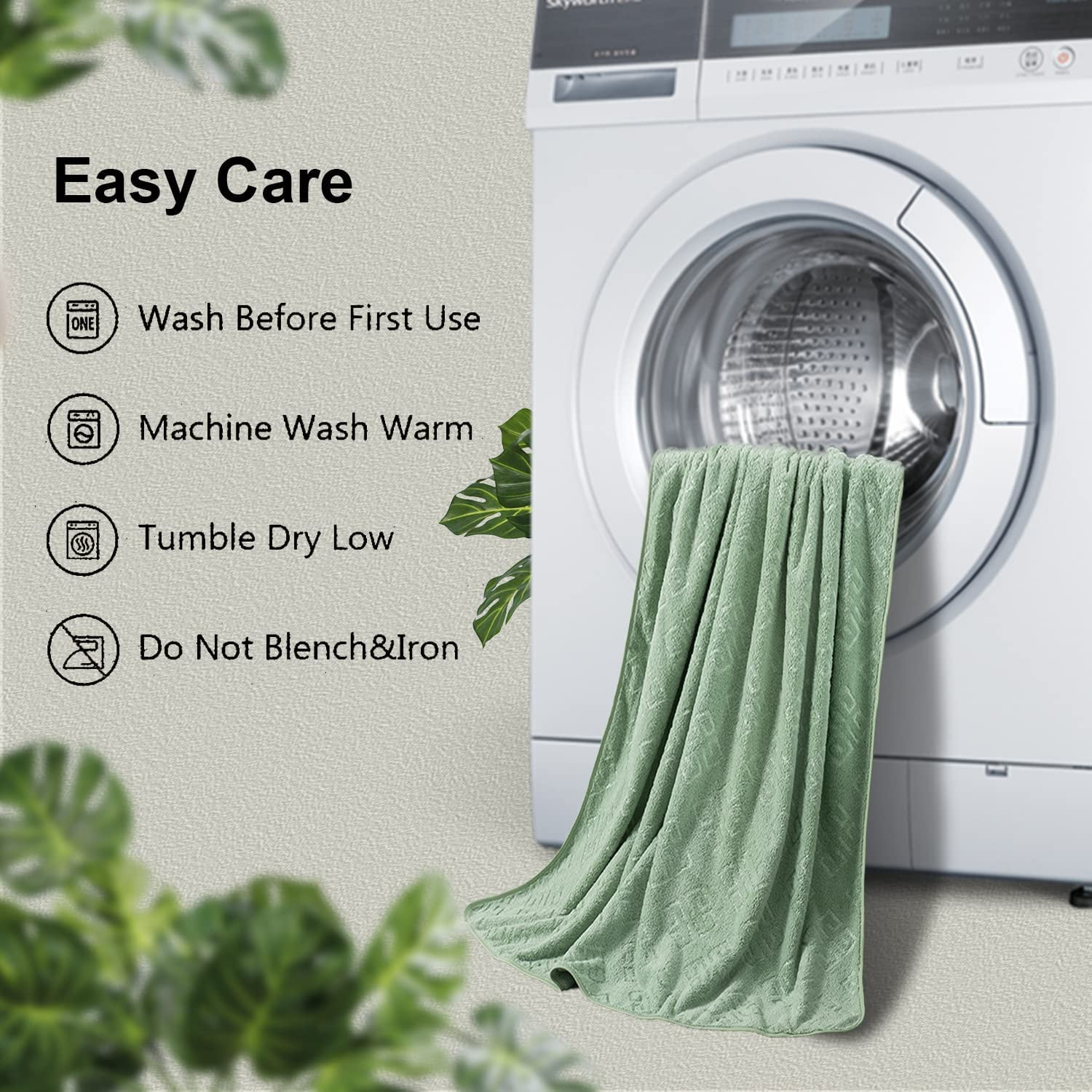 Jessy Home Light Green Bath Towel set of 8, 2 Oversized Bath Towels, 2 Hand Towels, 4 Washcloths-600 GSM Soft Towel Set