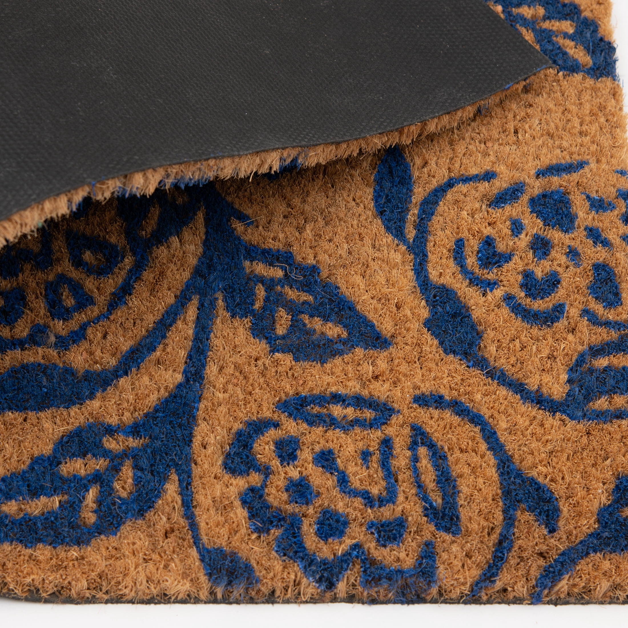 Mainstays by Becky G. & Alejandra Coir Outdoor Mat, Blue Floral, 18 in x 30 in