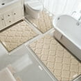 thumbnail image 3 of Findosom Bathroom Rugs Sets 3 Pcs,Non Slip Soft Absorbent Microfiber Bath Mats and U-Shaped Contour Toilet Rug,Machine Washable Plush Shaggy Bath Mat Set for Bathroom 18"x26"+18"x48"+U 20"x24" Beige, 3 of 9