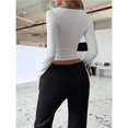 thumbnail image 6 of Women's Long Sleeve V-Neck Lace Top Y2K Hot Girl Style Vest T-Shirt Autumn and Winter Outing Fashion Clothing White XL, 6 of 7