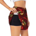 thumbnail image 3 of Lsque Hot Chili Printed Women's Running Shorts with Liner Pockets,Elastic Quick Dry Workout Athletic Gym Yoga Shorts,Womens High Waist Shorts-Small, 3 of 9